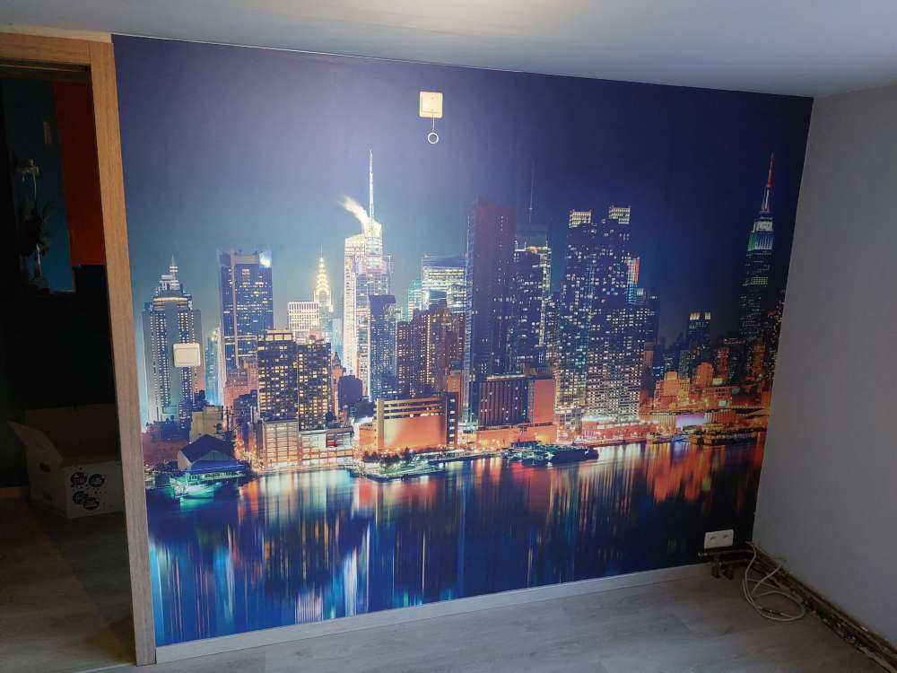 Empapelado del horizonte de Nueva York por la noche