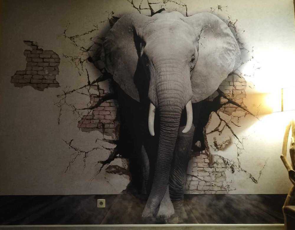 Elefante 3D de la pared