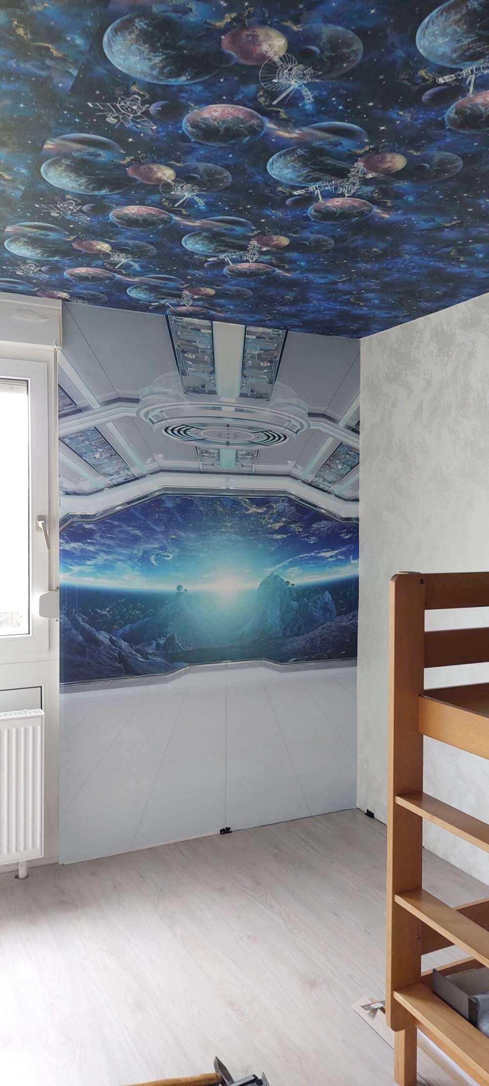 Nave espacial con vistas a un planeta