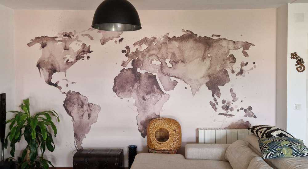 Mapa del mundo en sepia