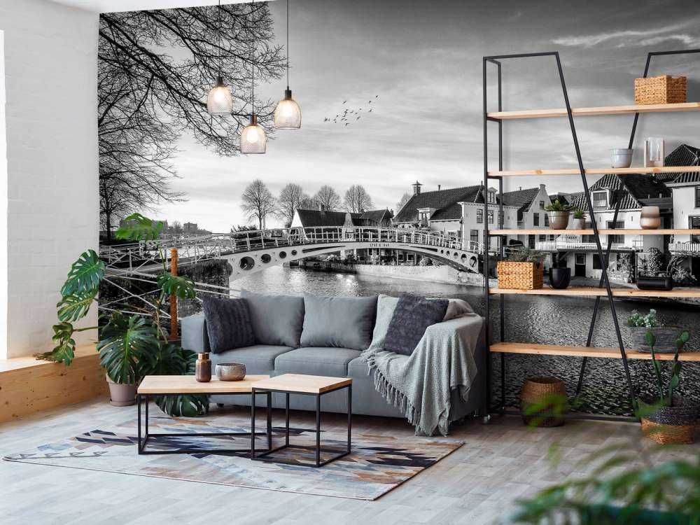 Ciudad fortificada Dokkum Puente sobre Klein Diep Friesland 