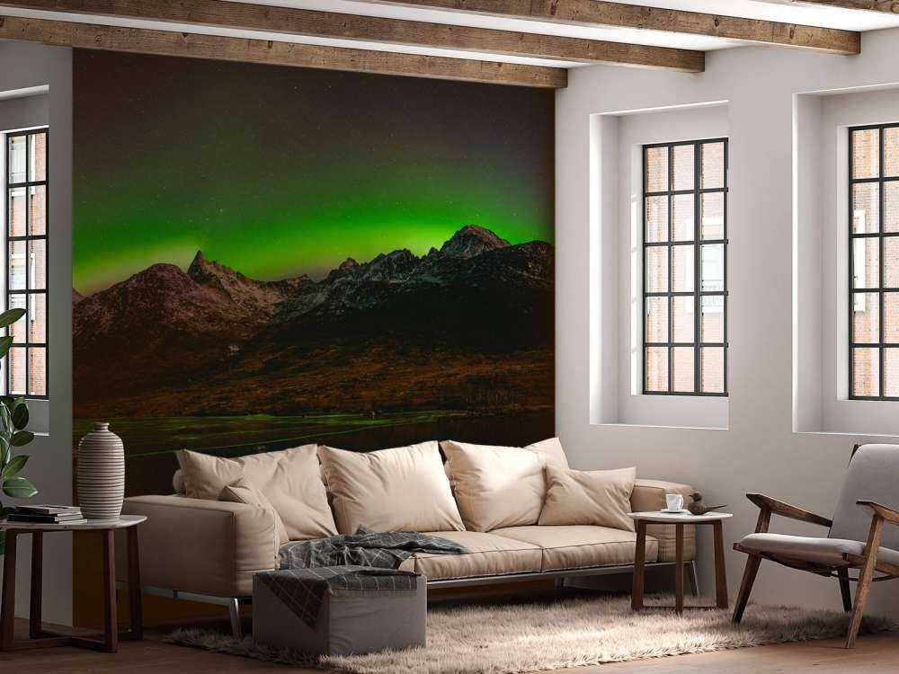 Panorama de la aurora boreal
