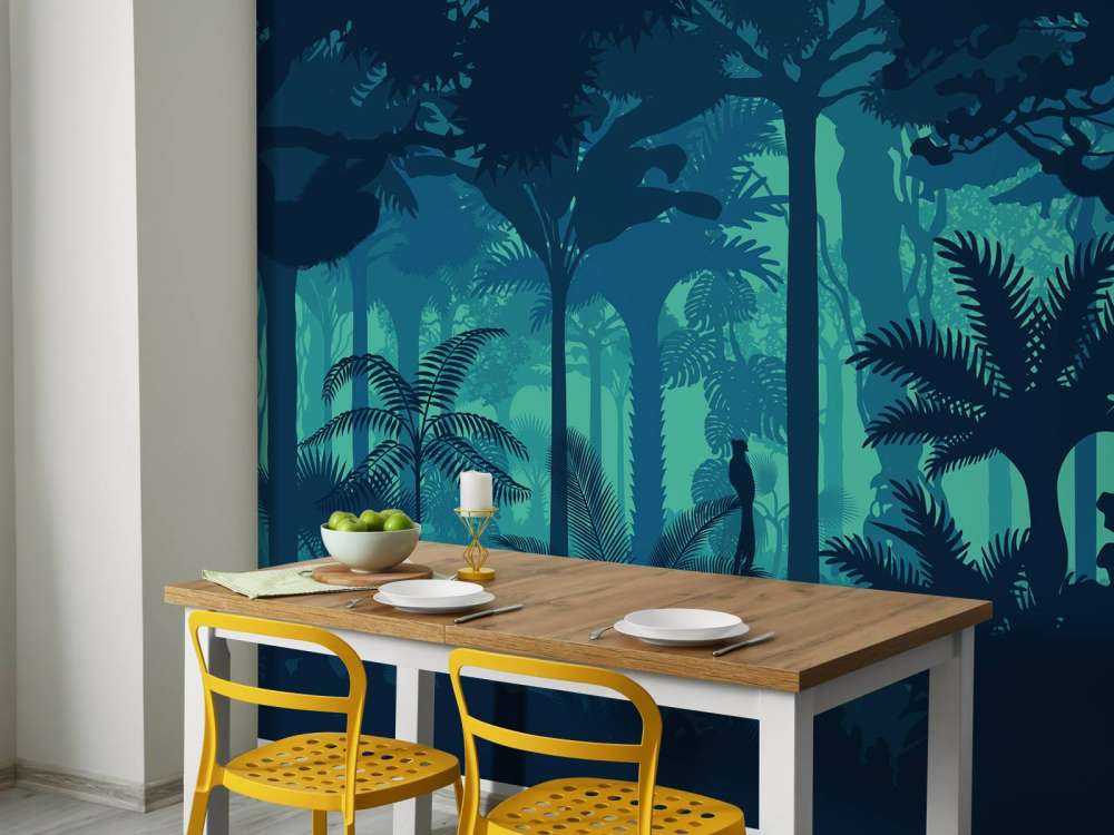 Siluetas azules de la selva