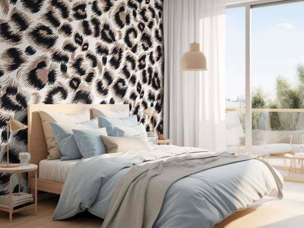 Abrigo de pantera de color beige