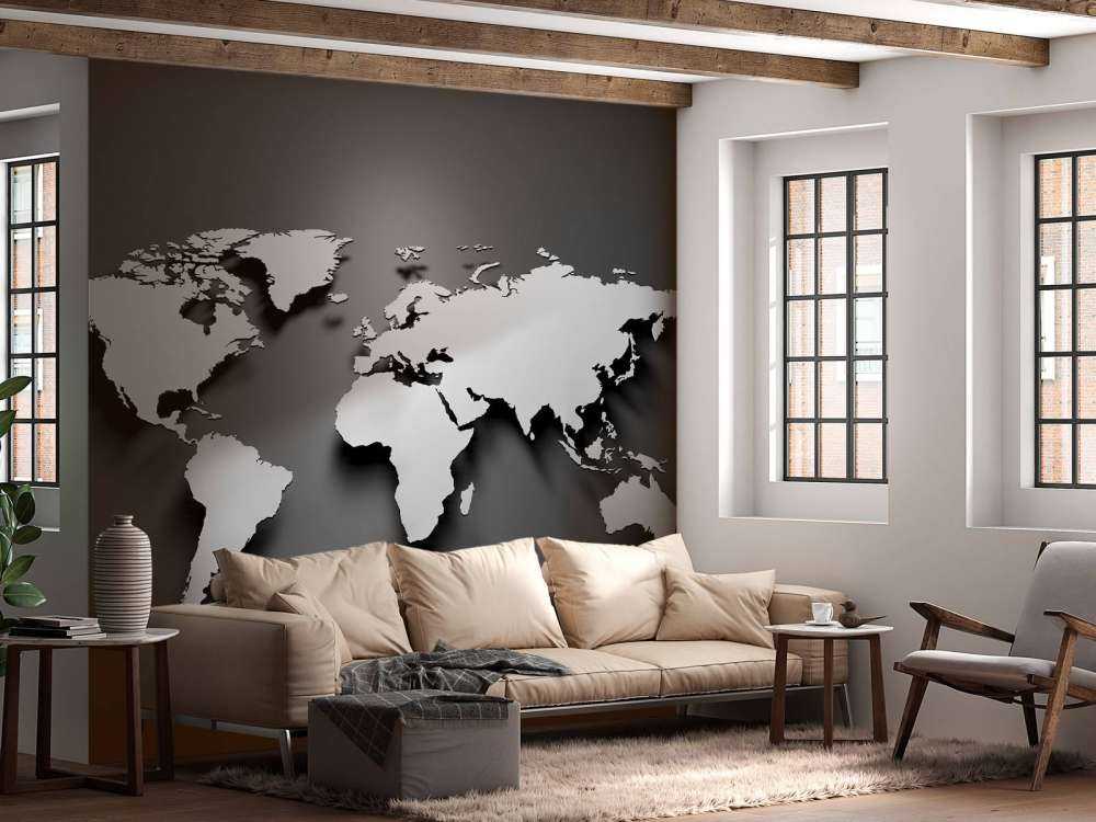 Mapa del mundo 3D en negro