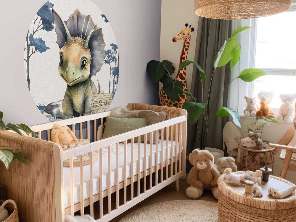 Bebé triceratops en la jungla azul