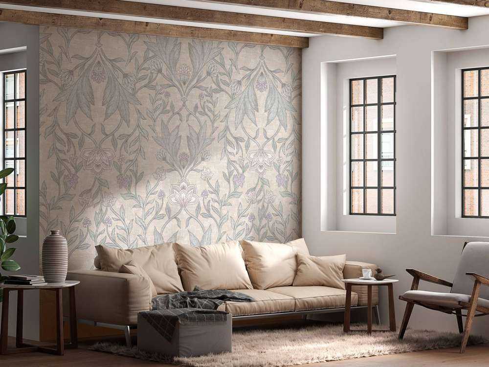 Morris floral damasco - beige neutro