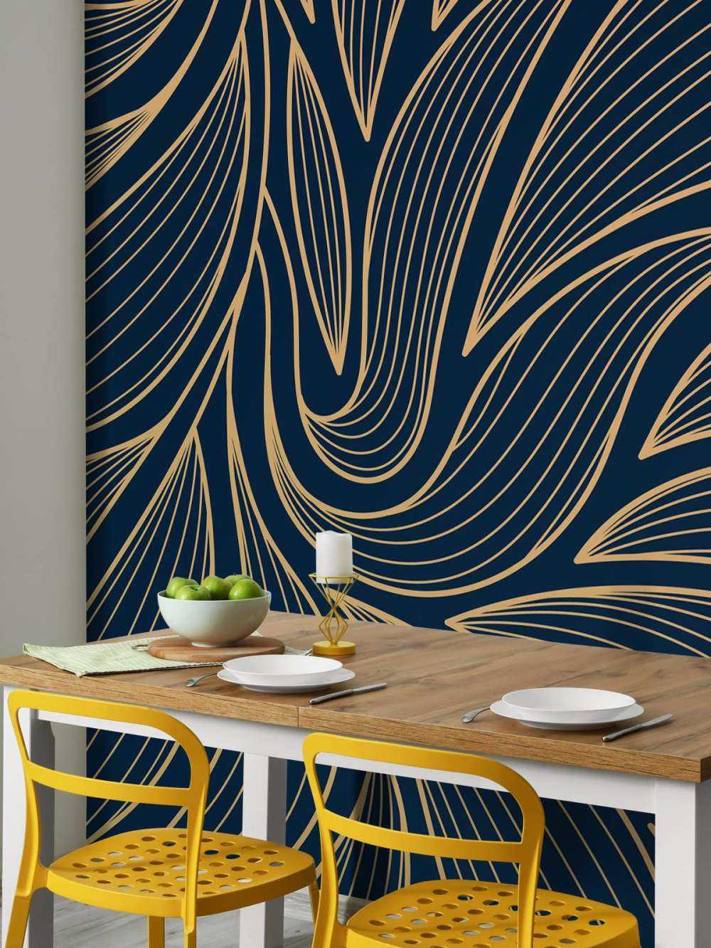 Art deco flores azules