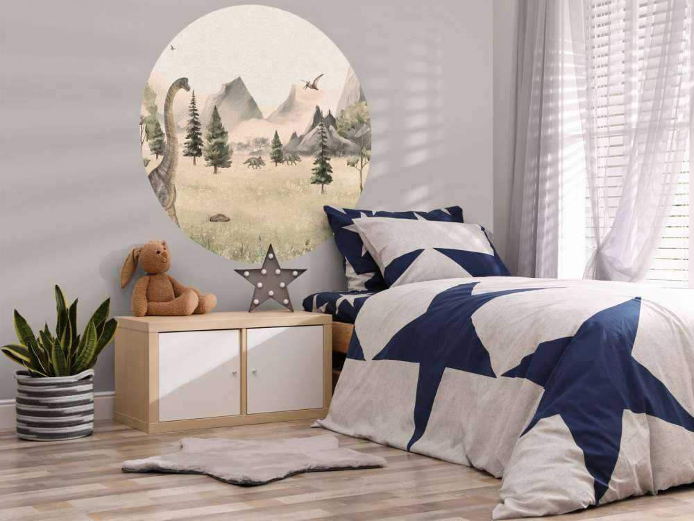 Paisaje con dinosaurios en beige