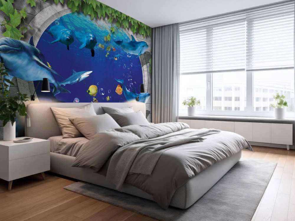 Delfines a través de la pared