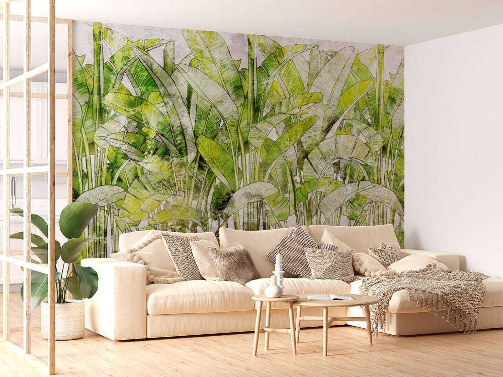 Grandes hojas de palmera dibujadas
