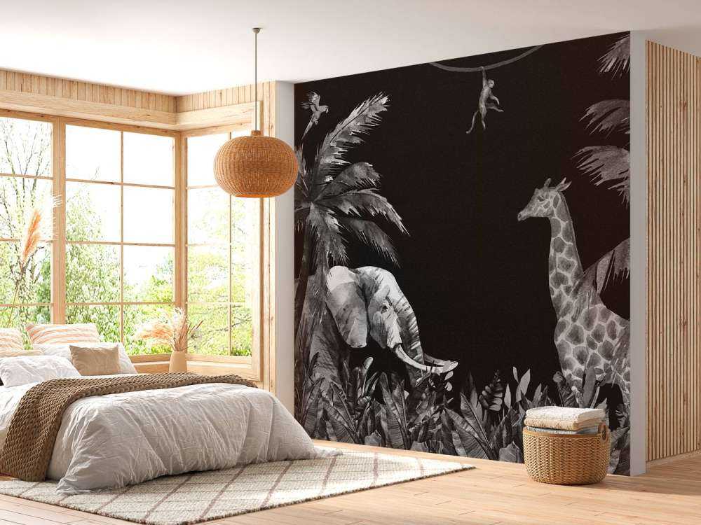 Animales de la selva en blanco y negro