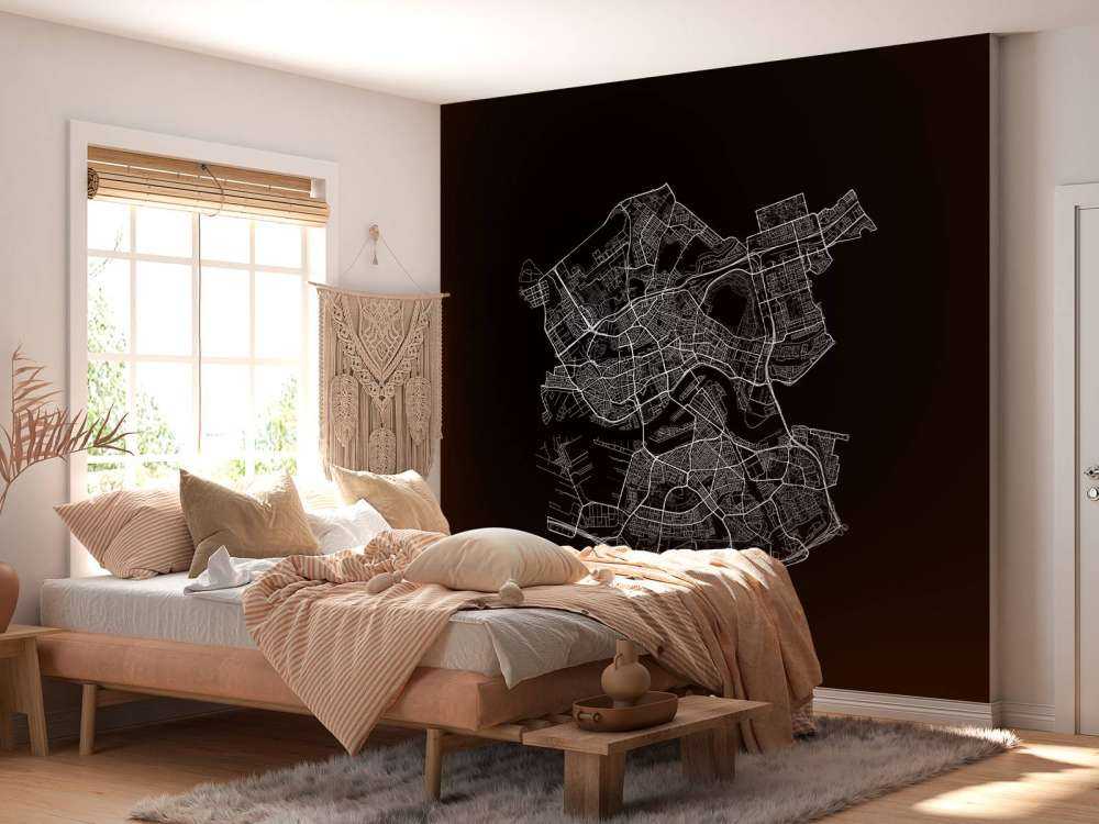 Mapa de Rotterdam, negro