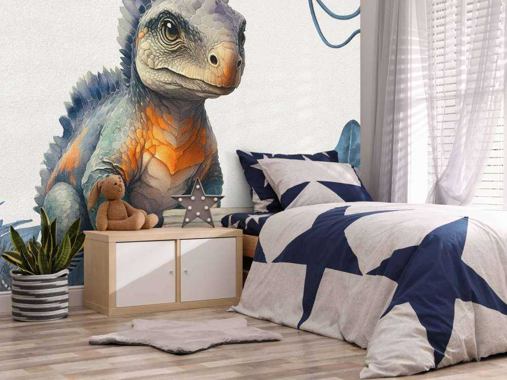 Bebé anquilosaurio en la jungla azul