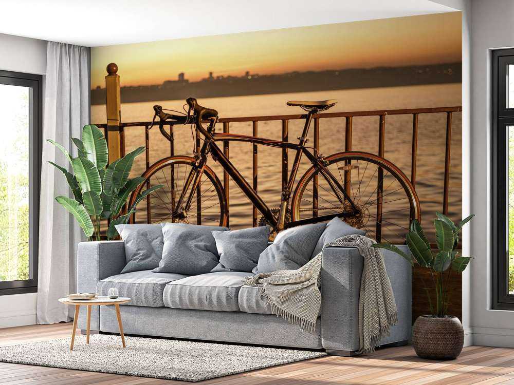 Bicicleta de carreras junto al agua