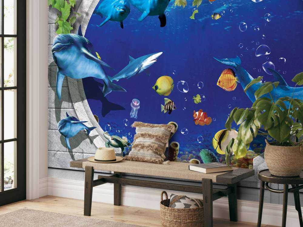 Delfines a través de la pared