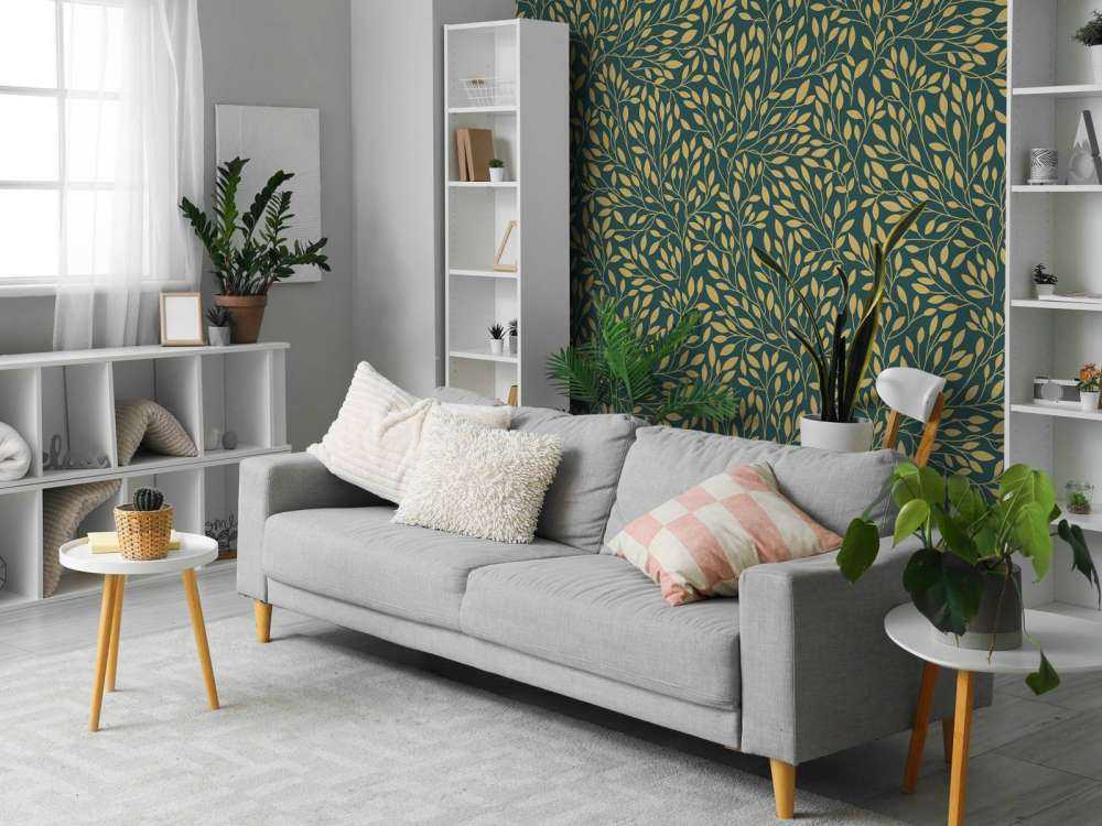 Estampado floral de lujo oro amarillo