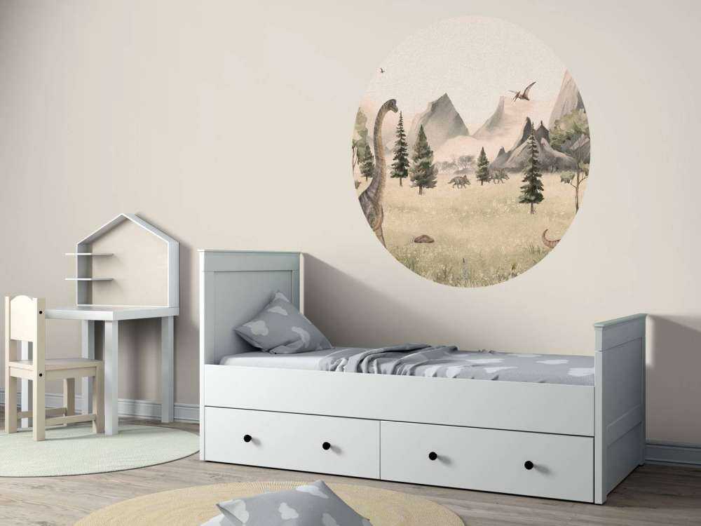 Paisaje con dinosaurios en beige