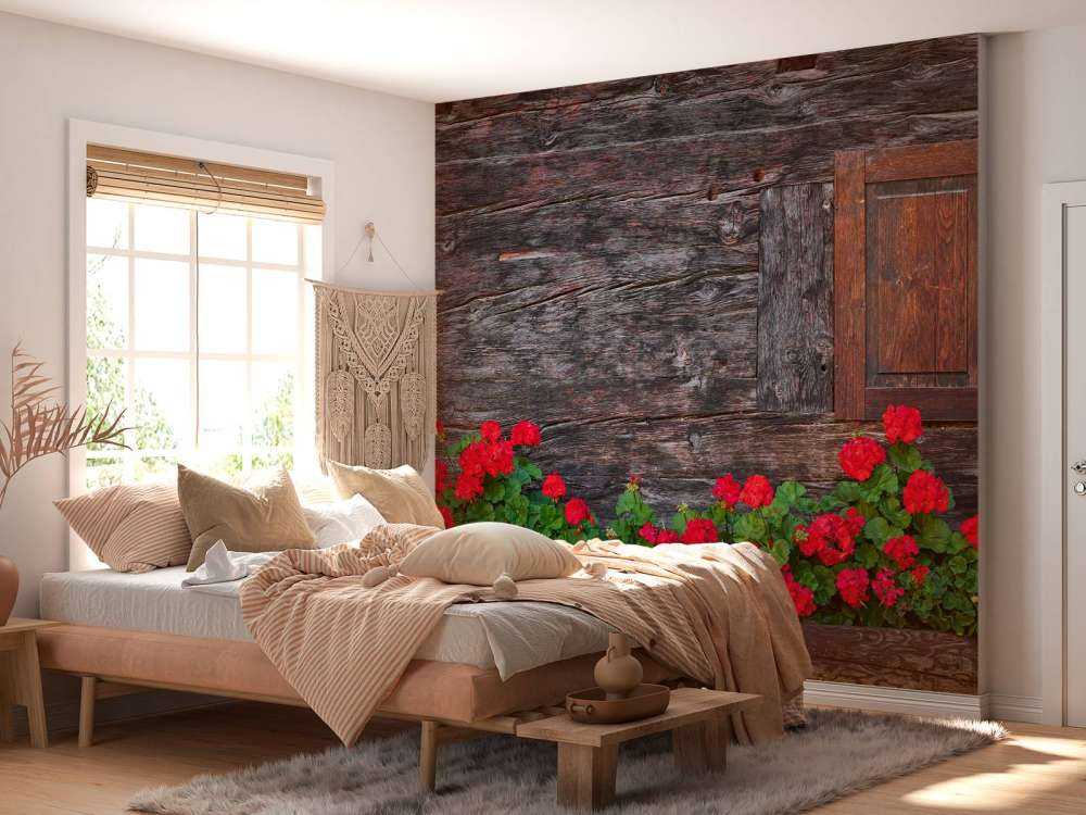 Madera vieja con flores
