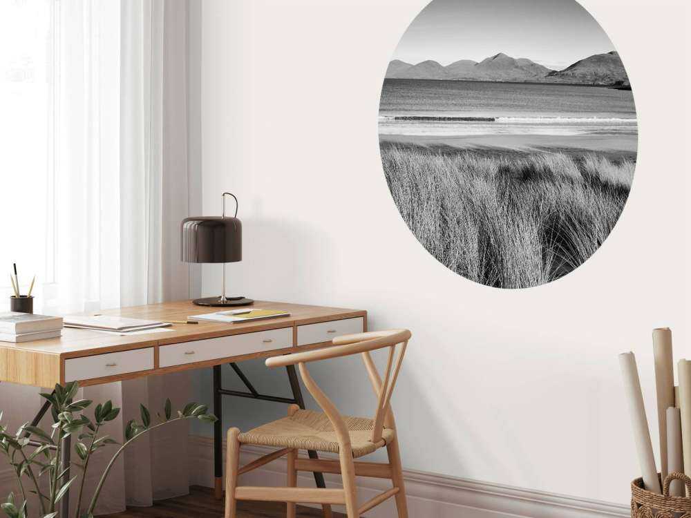 Marram grass, playa y montaña