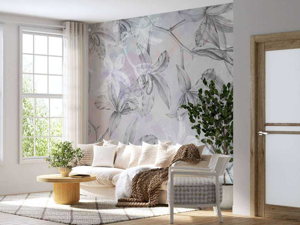Paisaje de ensueño de orquídeas en dos tonos de púrpura