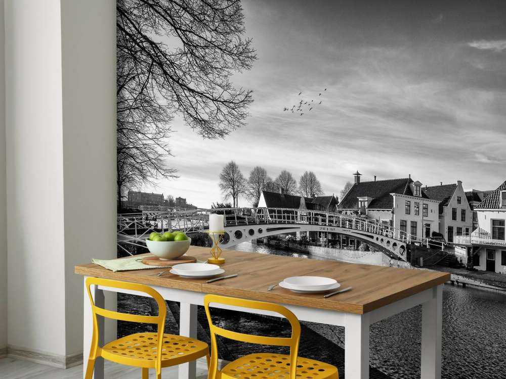 Ciudad fortificada Dokkum Puente sobre Klein Diep Friesland 