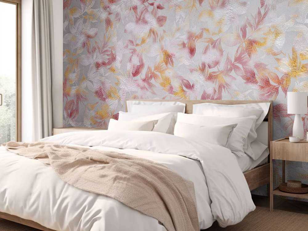 Flores sobre fondo gris