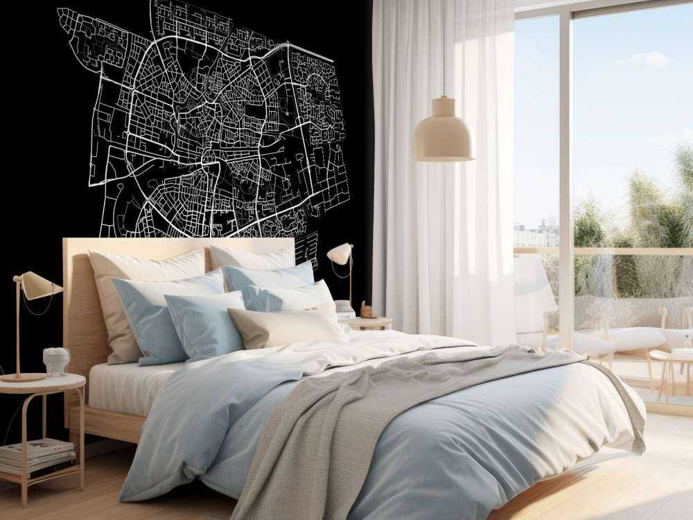 Mapa de Leeuwarden, negro