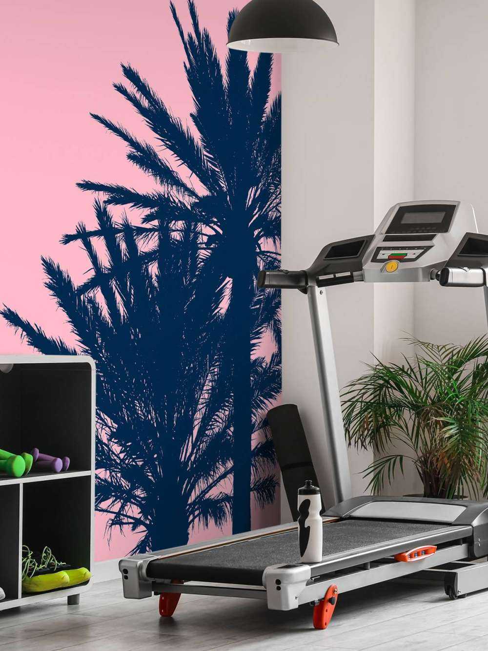 Palmeras con fondo rosa