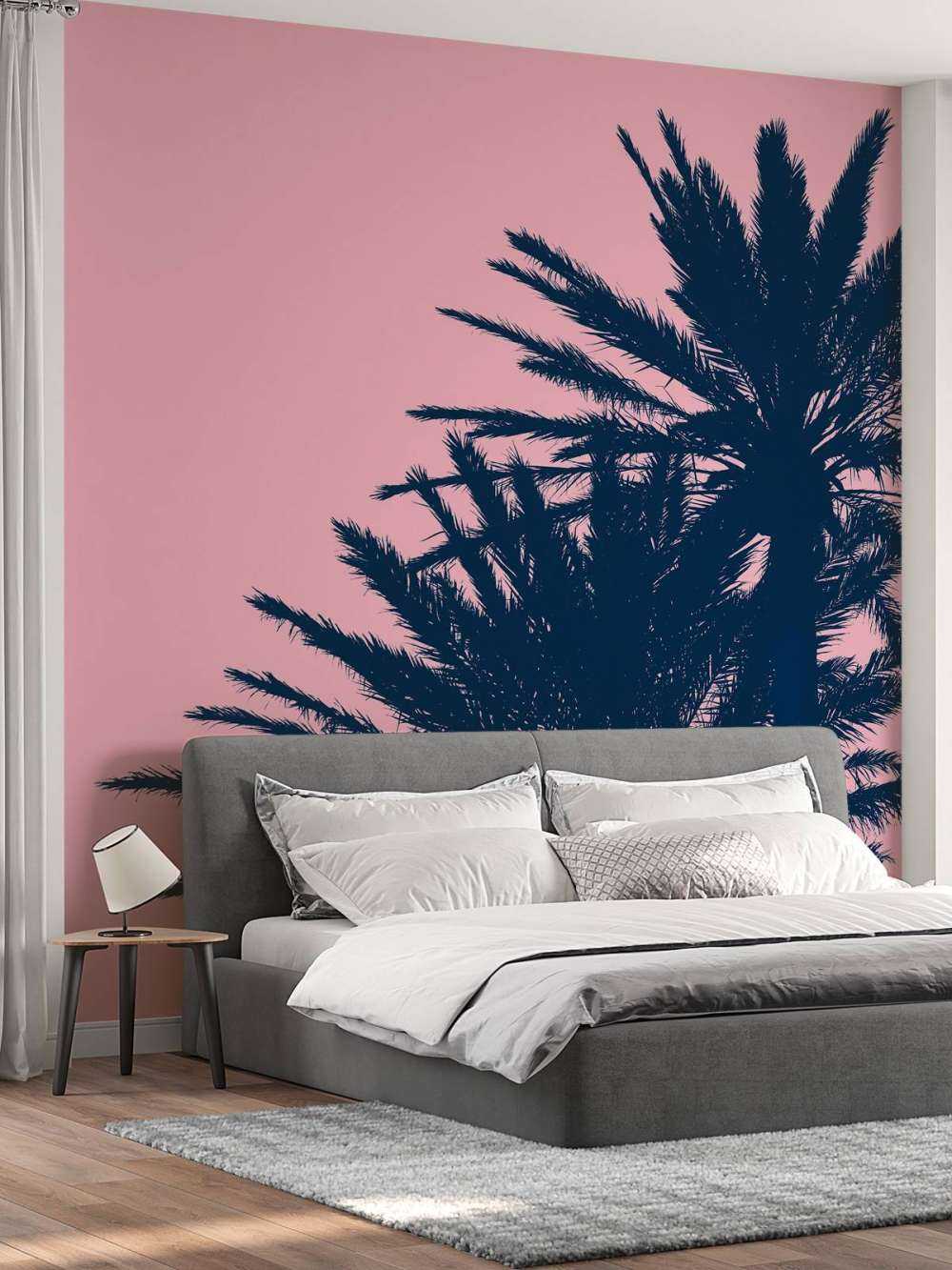 Palmeras con fondo rosa