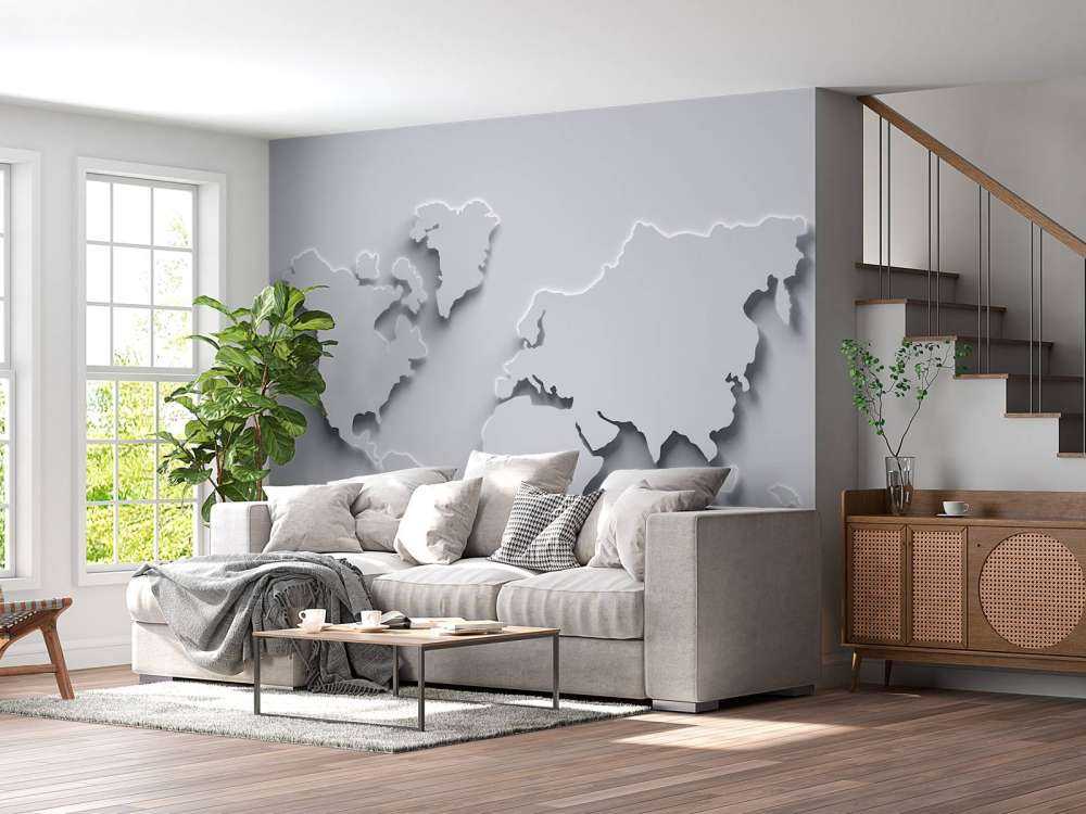 Mapa del mundo 3D en blanco