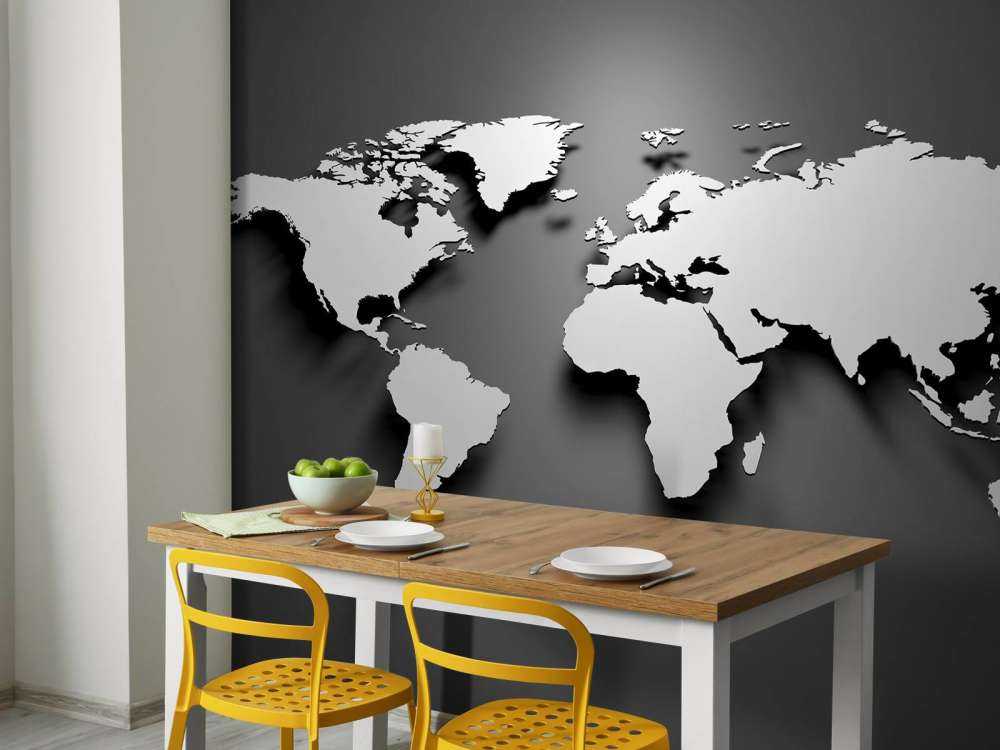 Mapa del mundo 3D en negro