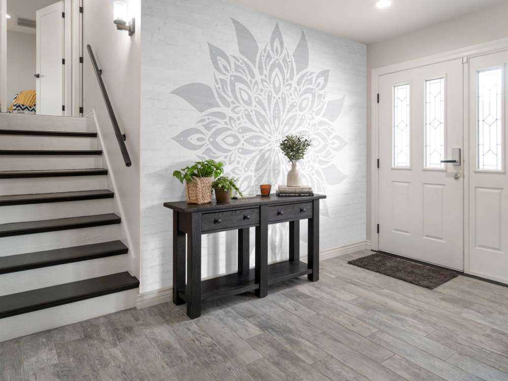 Flor de mandala gris suave