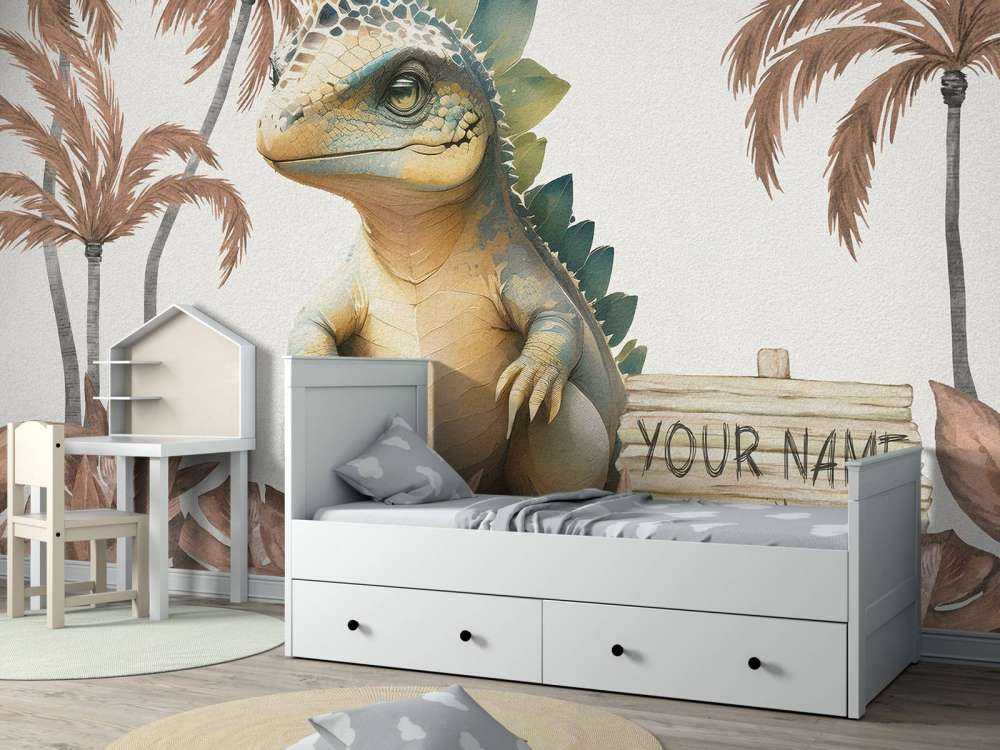 Bebé estegosaurio en la jungla topo