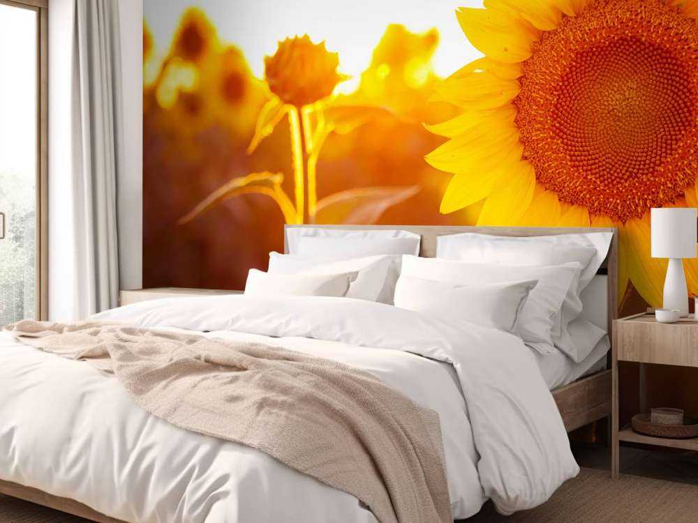 Cálido campo de girasoles