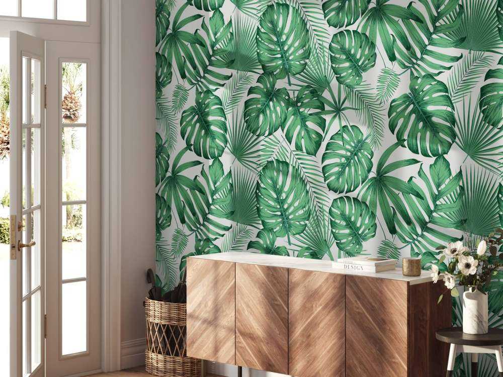Hojas tropicales, verdes