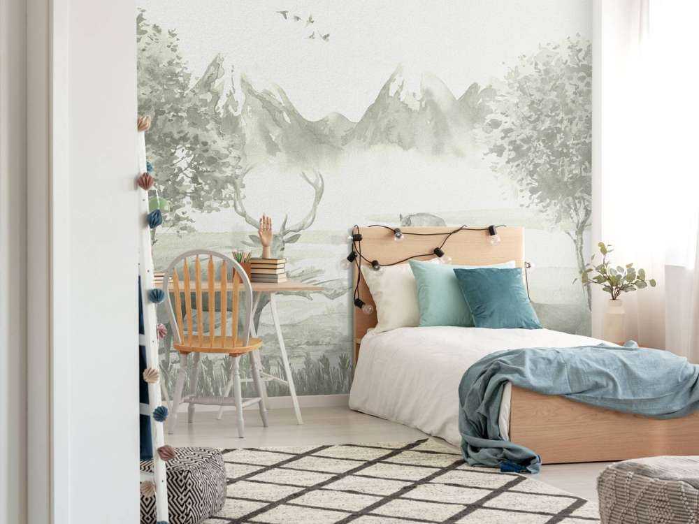 Bosque con animales en verde