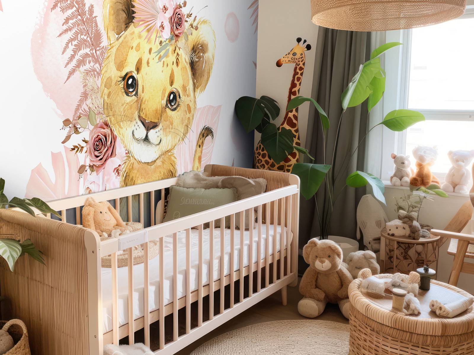 Papel Pintado - Bebé leona de la selva rosa, image size:1600x1200