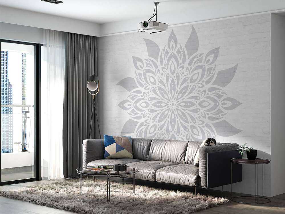 Flor de mandala gris suave