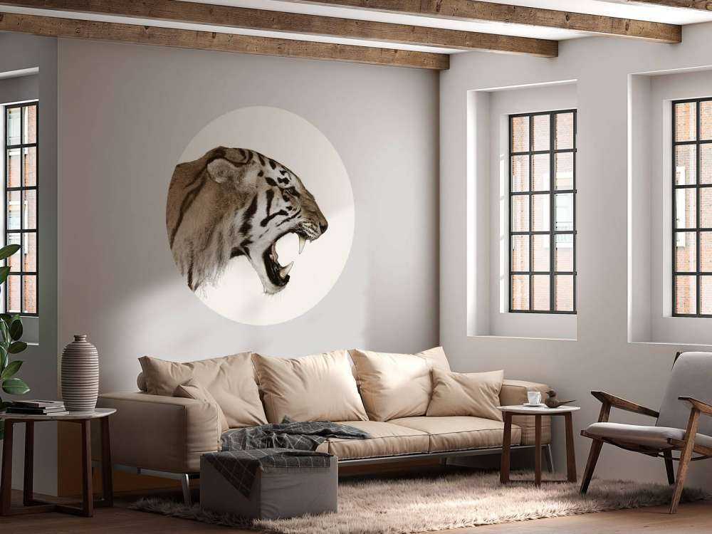Tigre rugiente blanco hueso