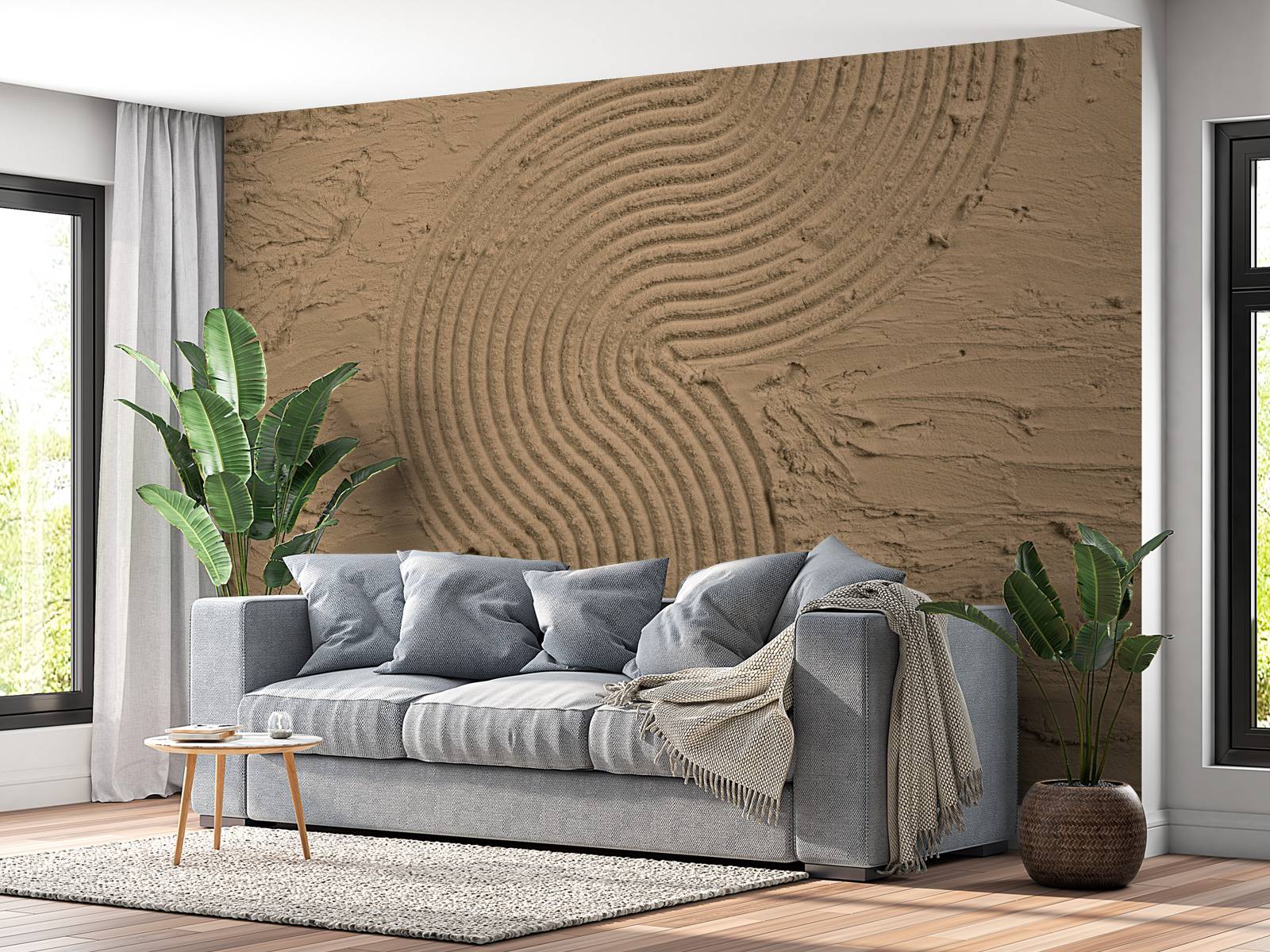 Papel Pintado - Líneas y estructuras orgánicas dobladillo en marrón dorado, image size:1600x1200