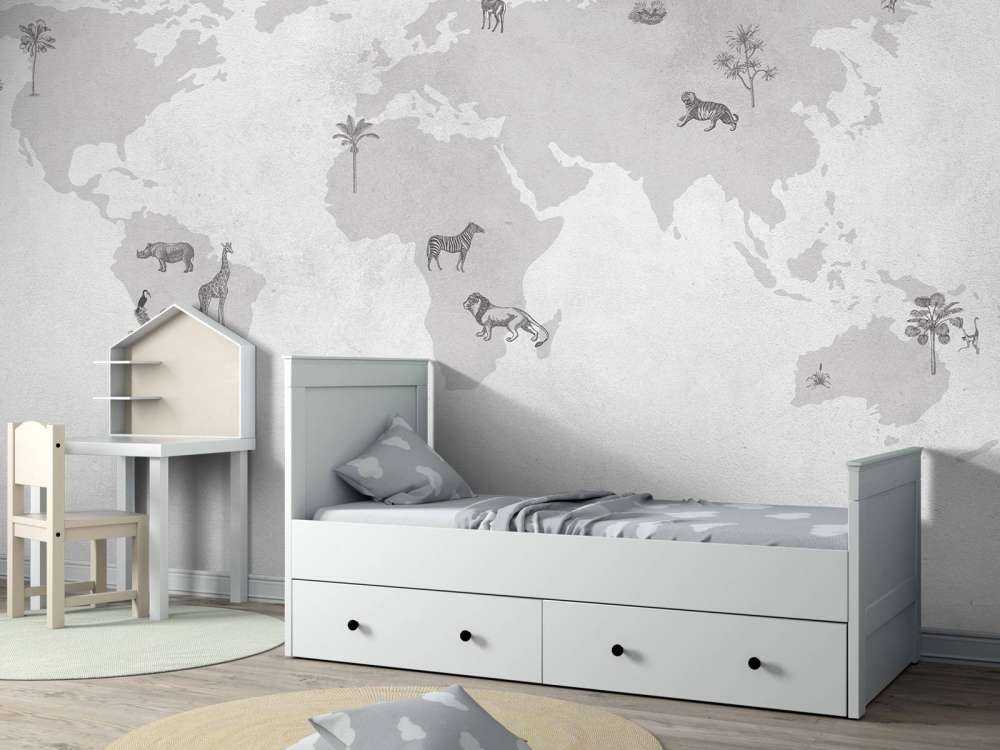 Mapa del mundo en gris
