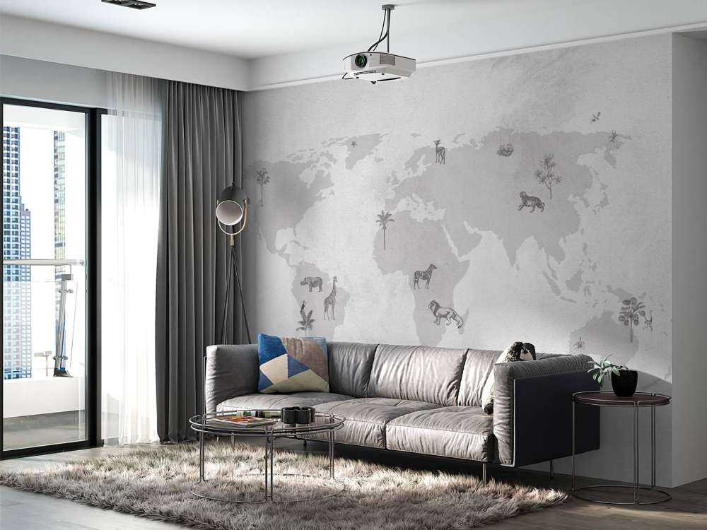 Mapa del mundo en gris