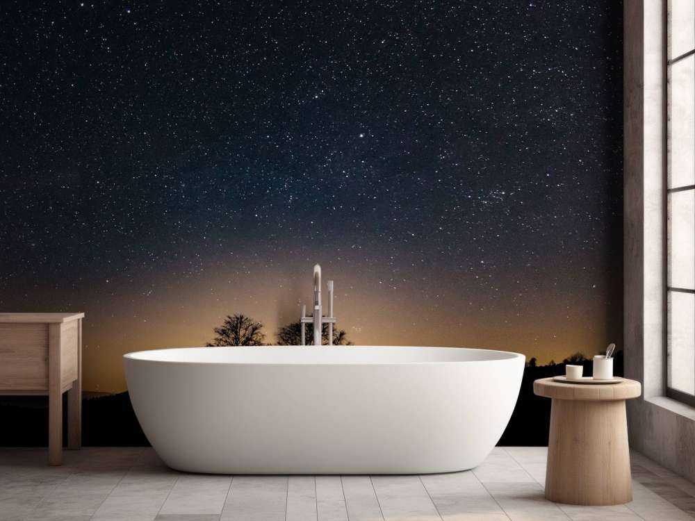 Puesta de sol con estrellas
