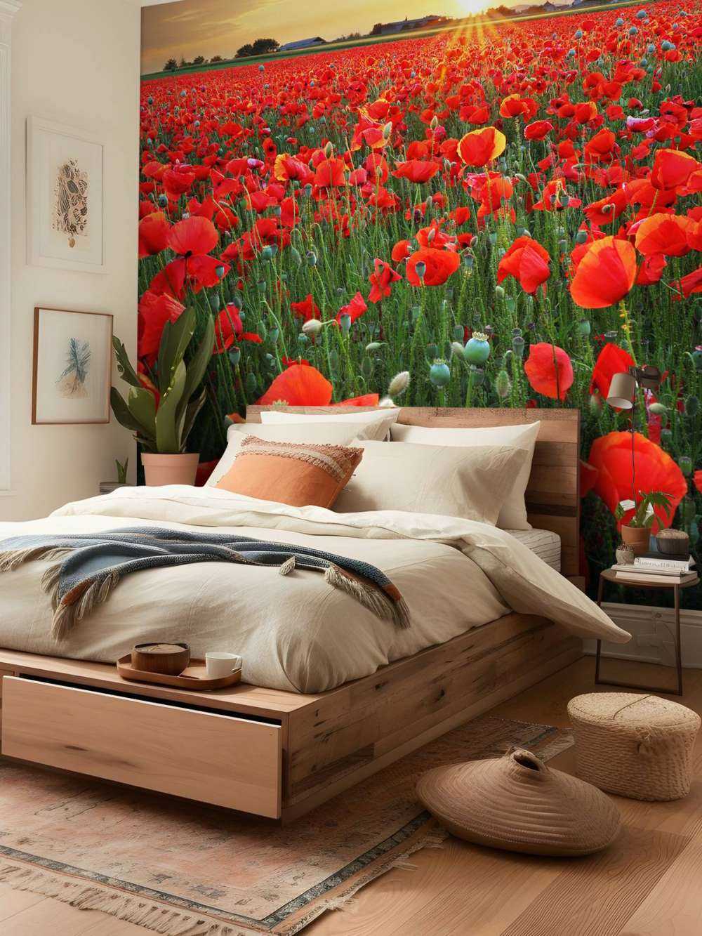 Amapolas con el sol poniente