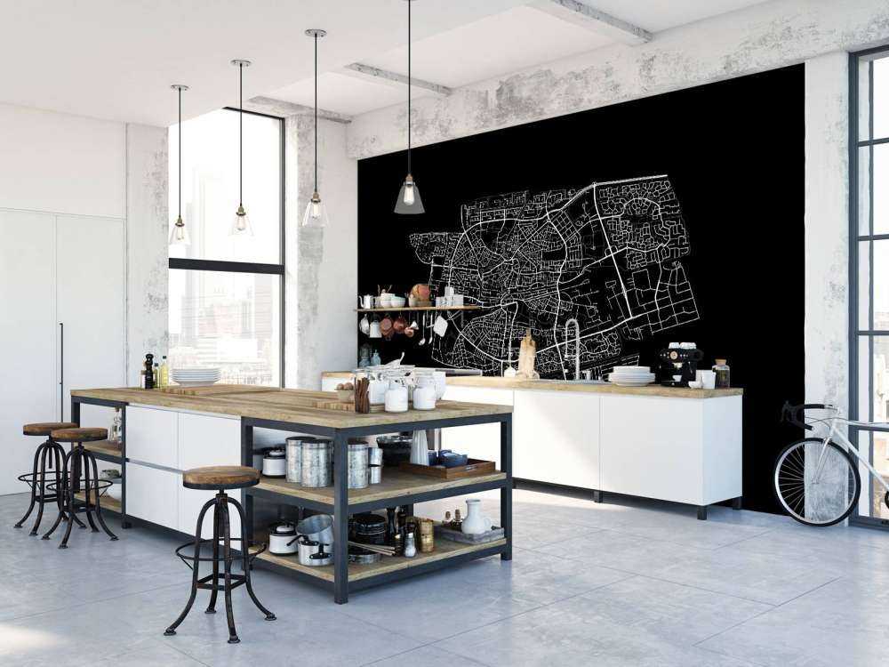 Mapa de Leeuwarden, negro