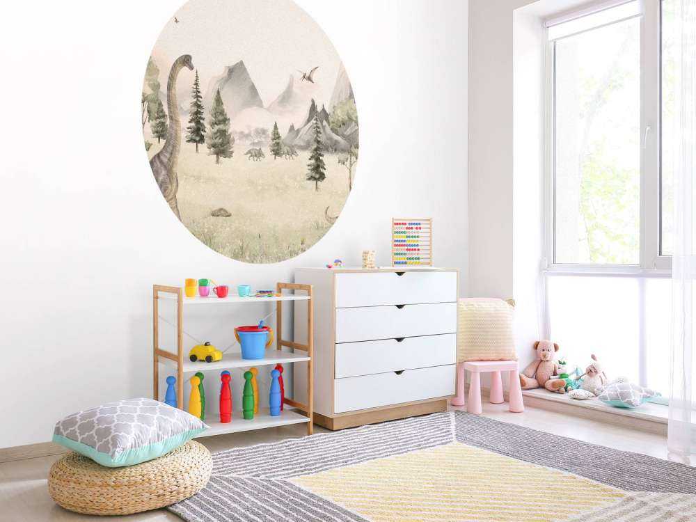 Paisaje con dinosaurios en beige