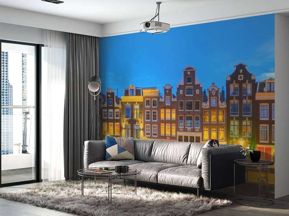 Casas de Ámsterdam en la noche