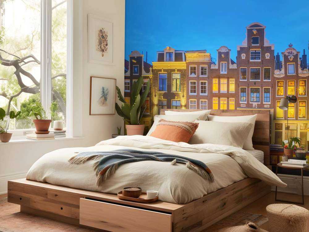 Casas de Ámsterdam en la noche