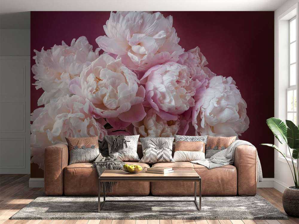 Manojo de peonías rosas
